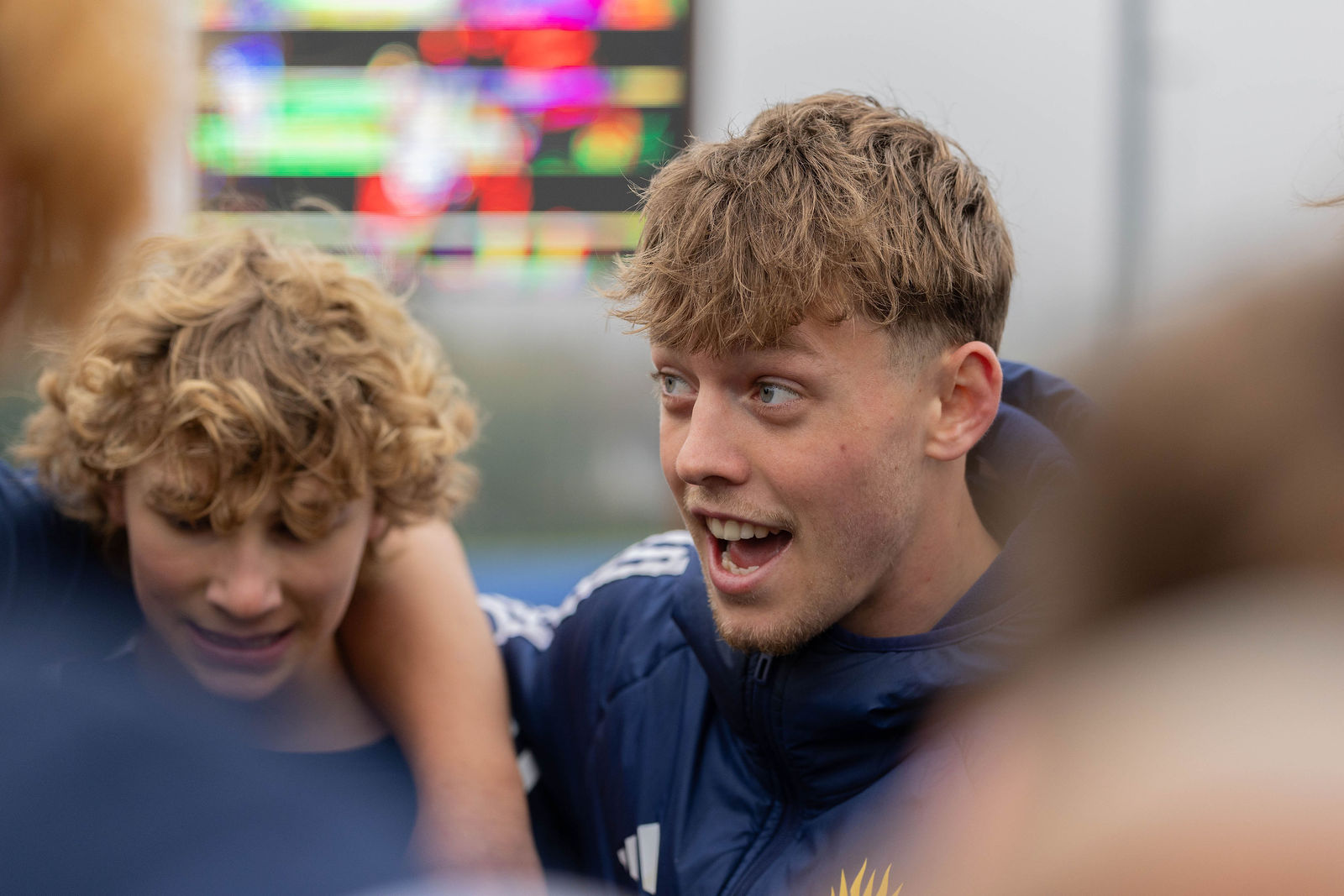 Rugby huddle celebration